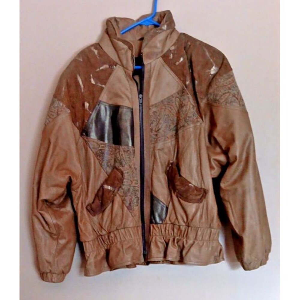 Jacket Large Vintage Womens Winlet leather and Suede Sexy Classic Block Design